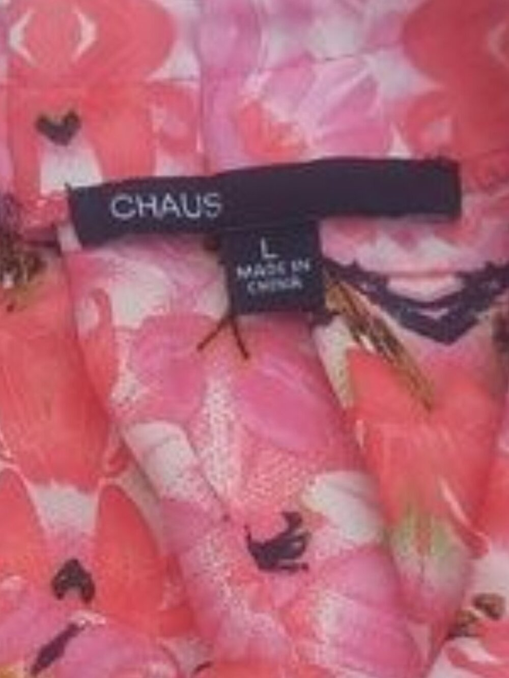 Chaus SZ L Pullover Satin Polyester Pleated Floral Tank Blouse with Side Splits - Picture 2 of 5